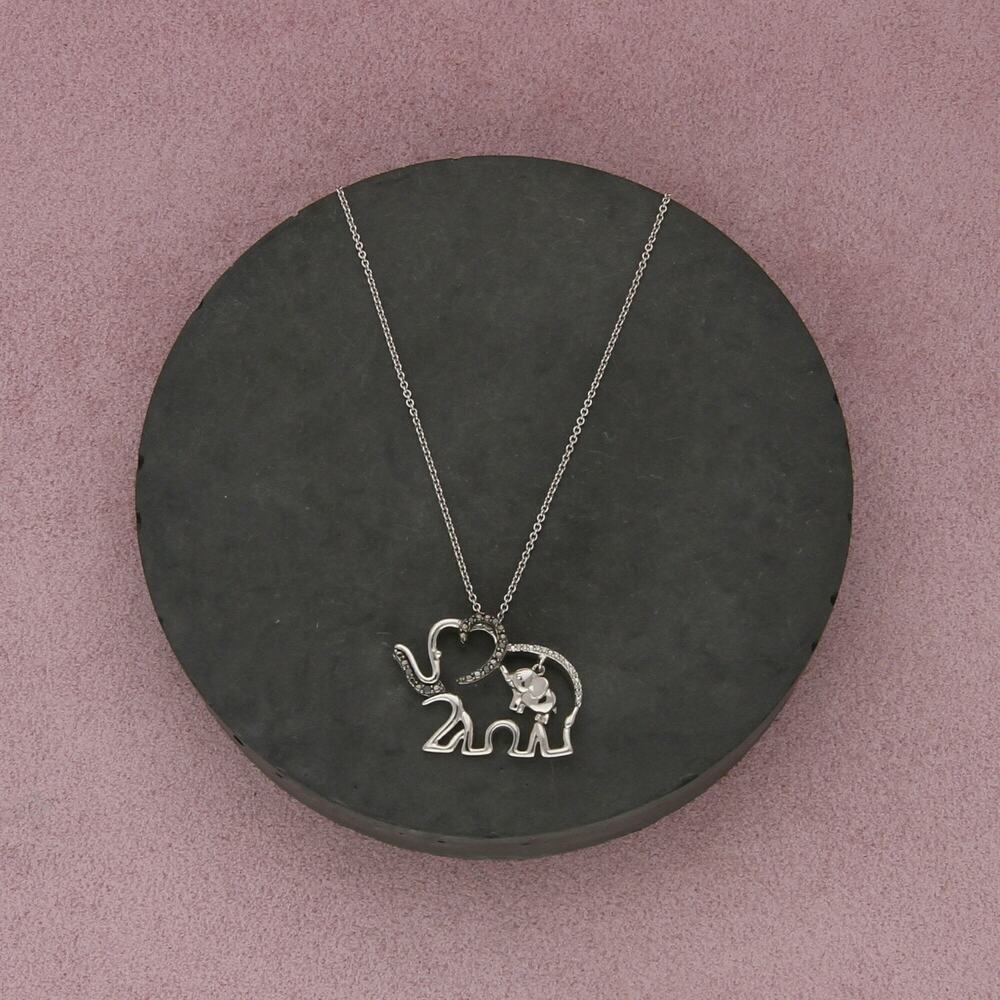sterling silver diamond accent elephant necklace size 18in
